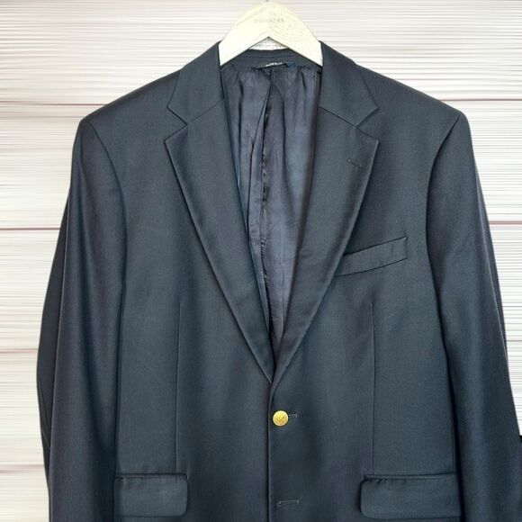 Brooks Brothers 346 Two-Buttons Wool Blazer Navy Blue with Gold Buttons 43L Vtg - Picture 6 of 16